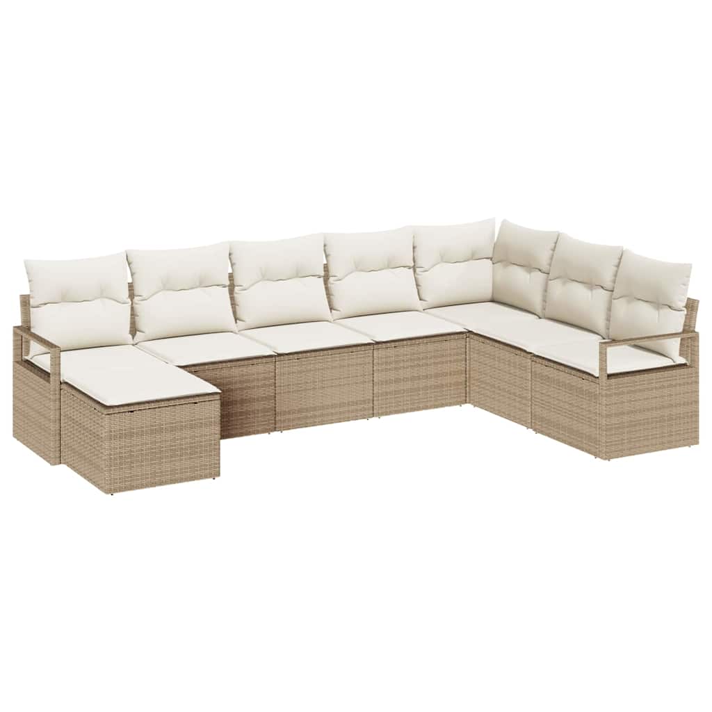Garten-Sofa-Set mit Kissen mit Speicher 8 pcs Beige und Creme